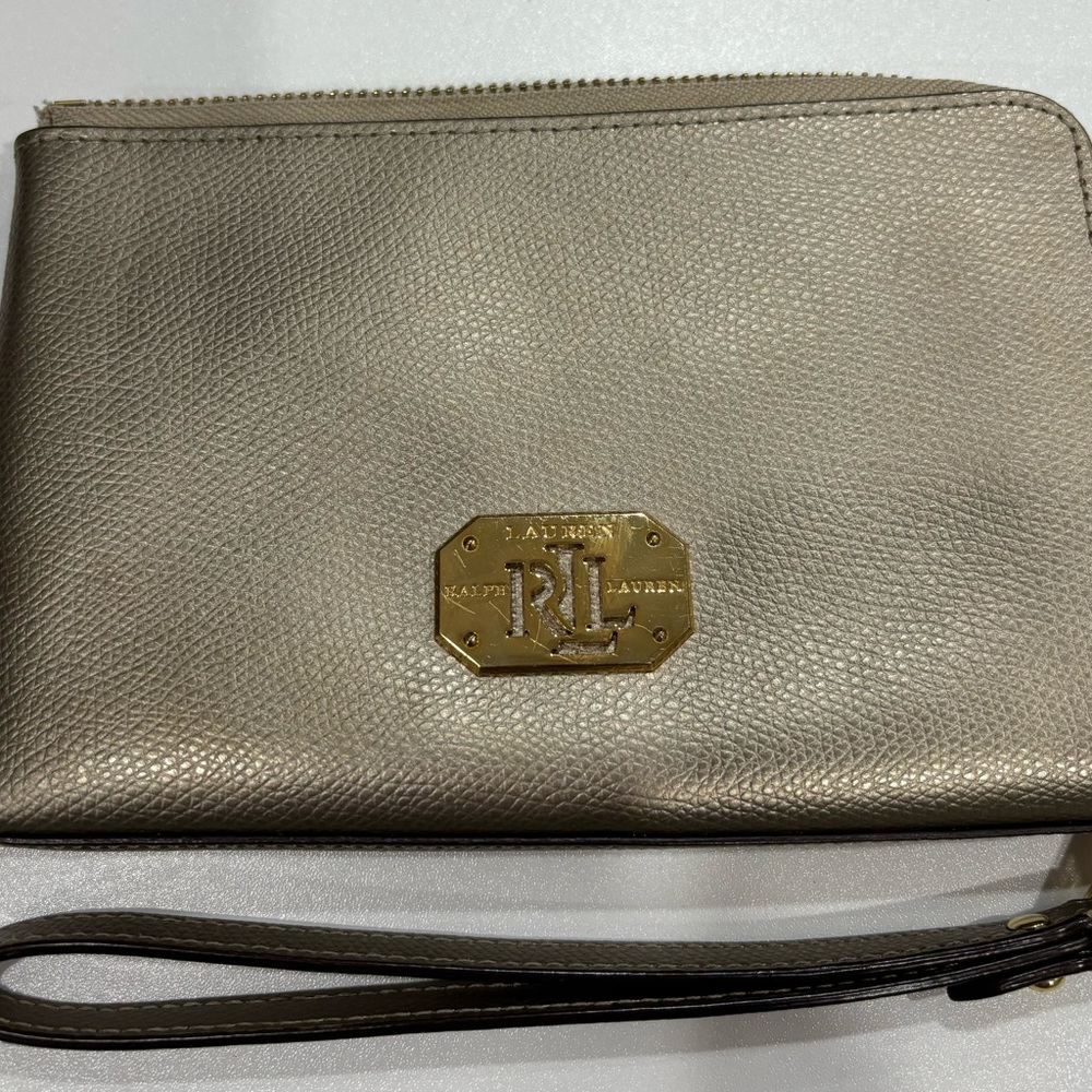 Ralph Lauren wristlet. Gold metallic.  Excellent condition. Brand new